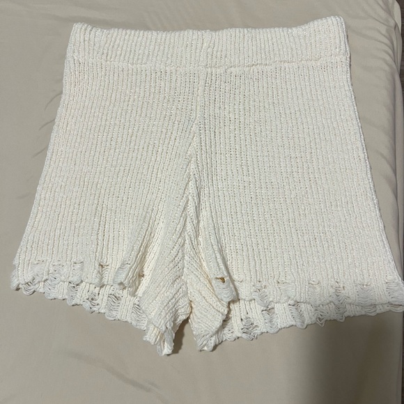 moon & madison Pants - moon & madison High Waist Cream Knit Shorts
